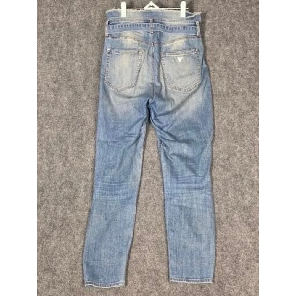 Guess Womens High Rise Paperbag Skinny Jeans Blue Medium Wash Sz 29 Denim Hippie